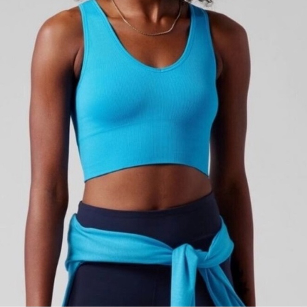 Athleta Blue Fitted Sleeveless Crop Tank Top